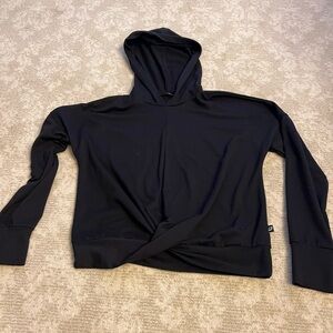 Black tie-front long sleeve hoodie #loungewear